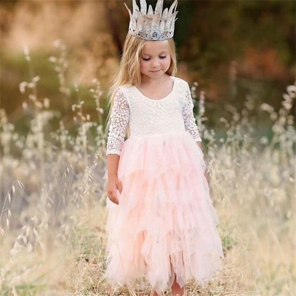 Girl’s Tulle Coral Dresses - Picture 2 of 4